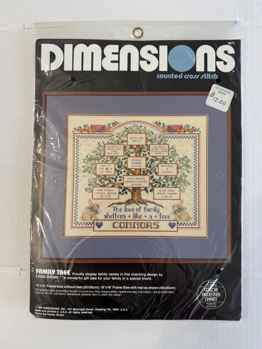 Dimensions "Family Tree" Counted Cross Stitch Kit 3671 Linda Gillum Vintage 1989
